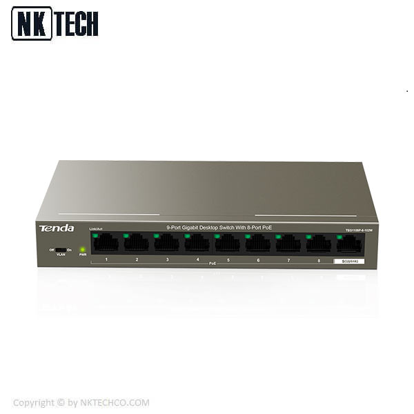 سوئیچ شبکه PoE تندا مدل TEG1109P-8-102W